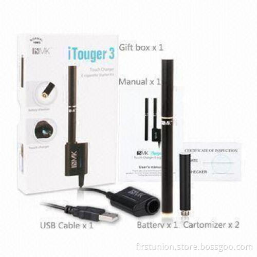 Electronic Cigarette Starter Kit, Up to 300 Puffs and 2-piece Cartomizers, OEM/ODM Orders Welcome